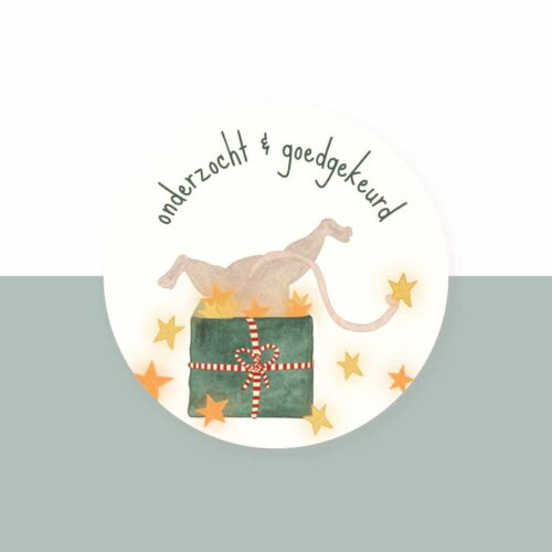 sticker Kerst - onderzocht en goedgekeurd - 5 stuks